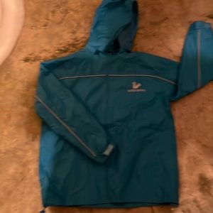 Outer banks royal blue mesh inside rain jacket used hooded zipper